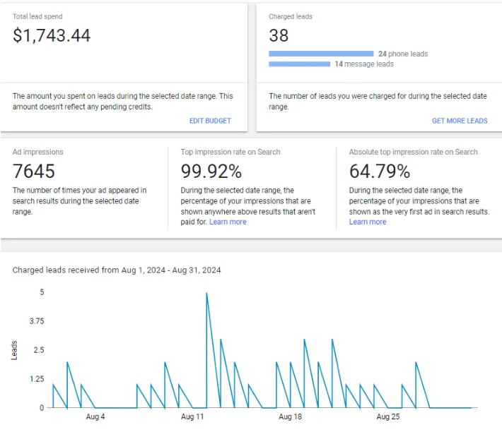 Resultados google ads gestão Pináculo Marketing